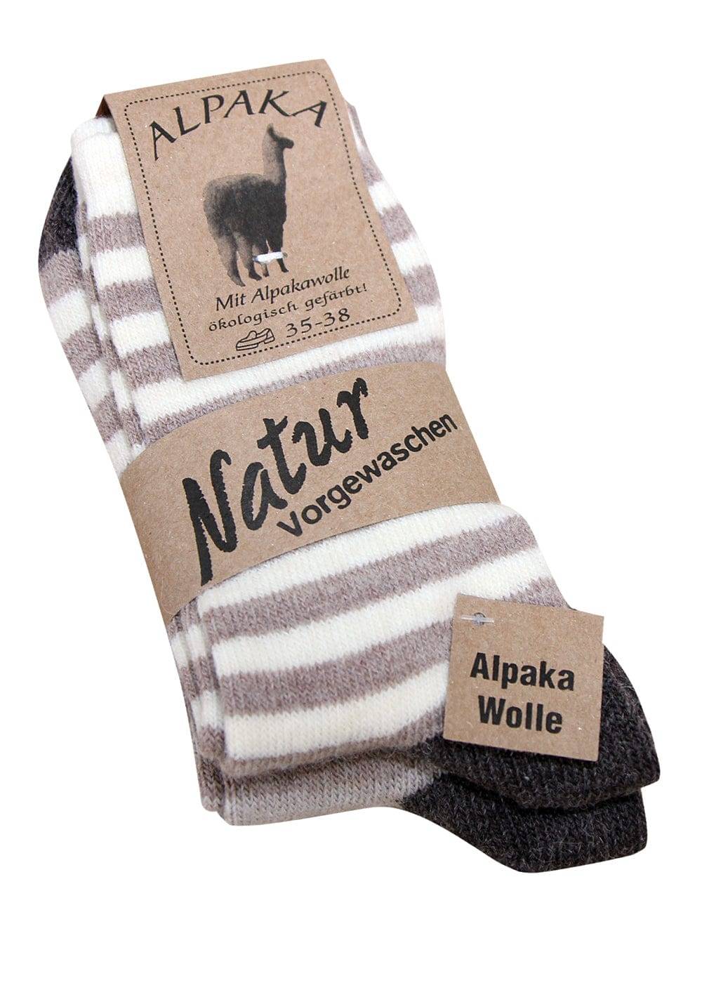 KB Socken Alpaka Socken mit Streifen in braun - 2 Paar Saisonale Angebote