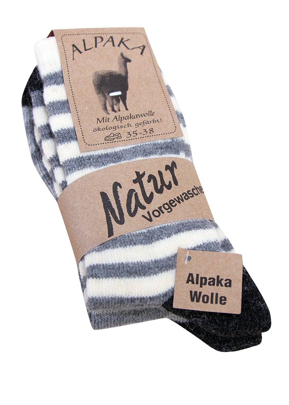 KB Socken Alpaka Ringelsocken grau - 2 Paar Räumungsverkauf