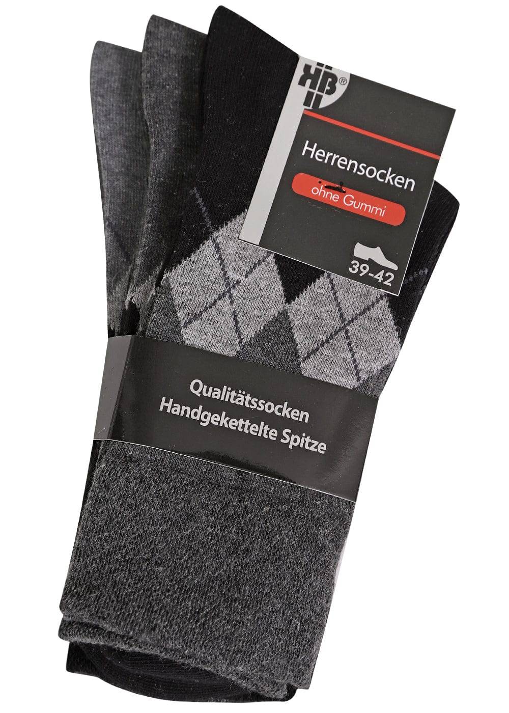 KB Socken Herrensocken mit Rombenmotiv Grau - 3 Paar Speichern exportieren