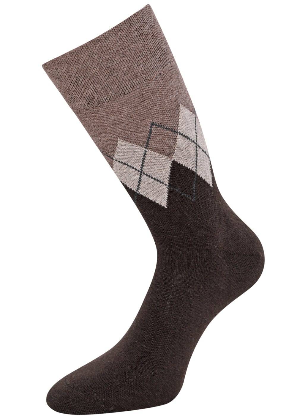 KB Socken Herrensocken mit Rombenmotiv Braun - 3 Paar Black Friday Preise
