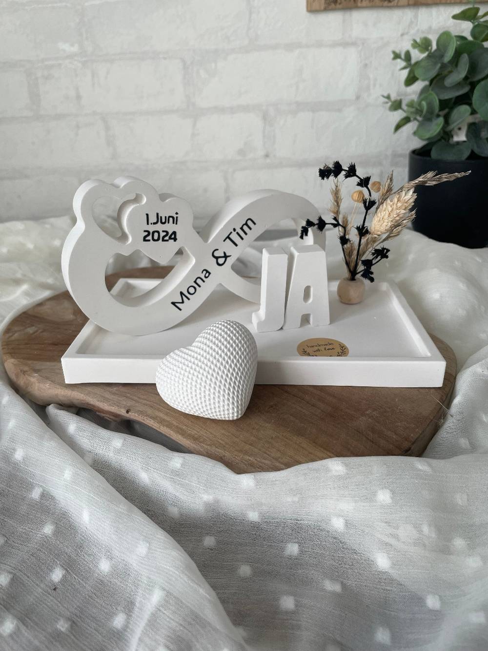KB Socken Unendlichkeitszeichen, Endlosschleife personalisiert Hochzeit, Jahrestag, , Verlobung,Pärchen, Goldene Hochzeit, Keraflott Tablett Set,Boho Fabrik Onlineshop