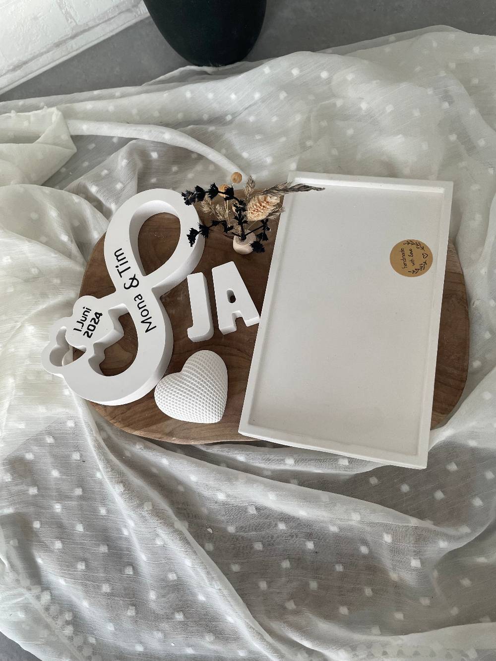KB Socken Unendlichkeitszeichen, Endlosschleife personalisiert Hochzeit, Jahrestag, , Verlobung,Pärchen, Goldene Hochzeit, Keraflott Tablett Set,Boho Fabrik Onlineshop