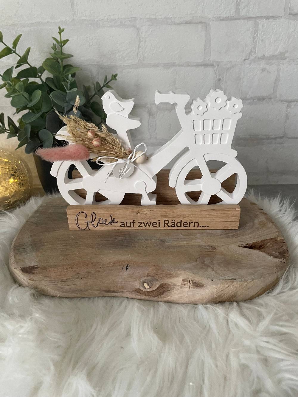 KB Socken Dekofahrrad, Dekoelement, Klötzchen, Gravur, Blumenfahrrad, Dekoratives Fahrrad aus Keraflott, Holztablett mit Spruch, Geschenkidee Günstig kaufen