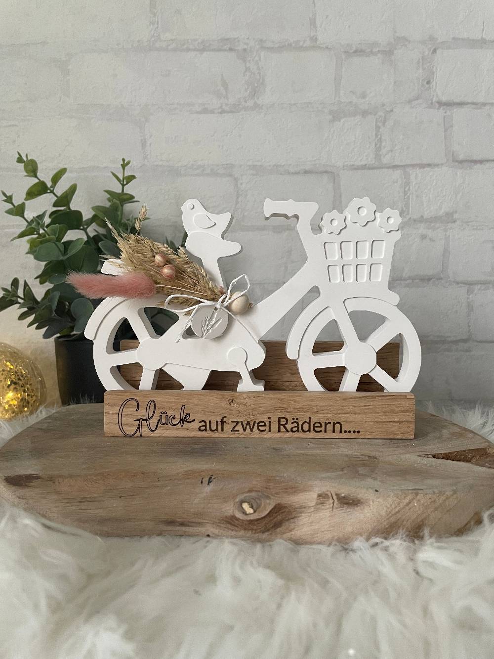 KB Socken Dekofahrrad, Dekoelement, Klötzchen, Gravur, Blumenfahrrad, Dekoratives Fahrrad aus Keraflott, Holztablett mit Spruch, Geschenkidee Günstig kaufen