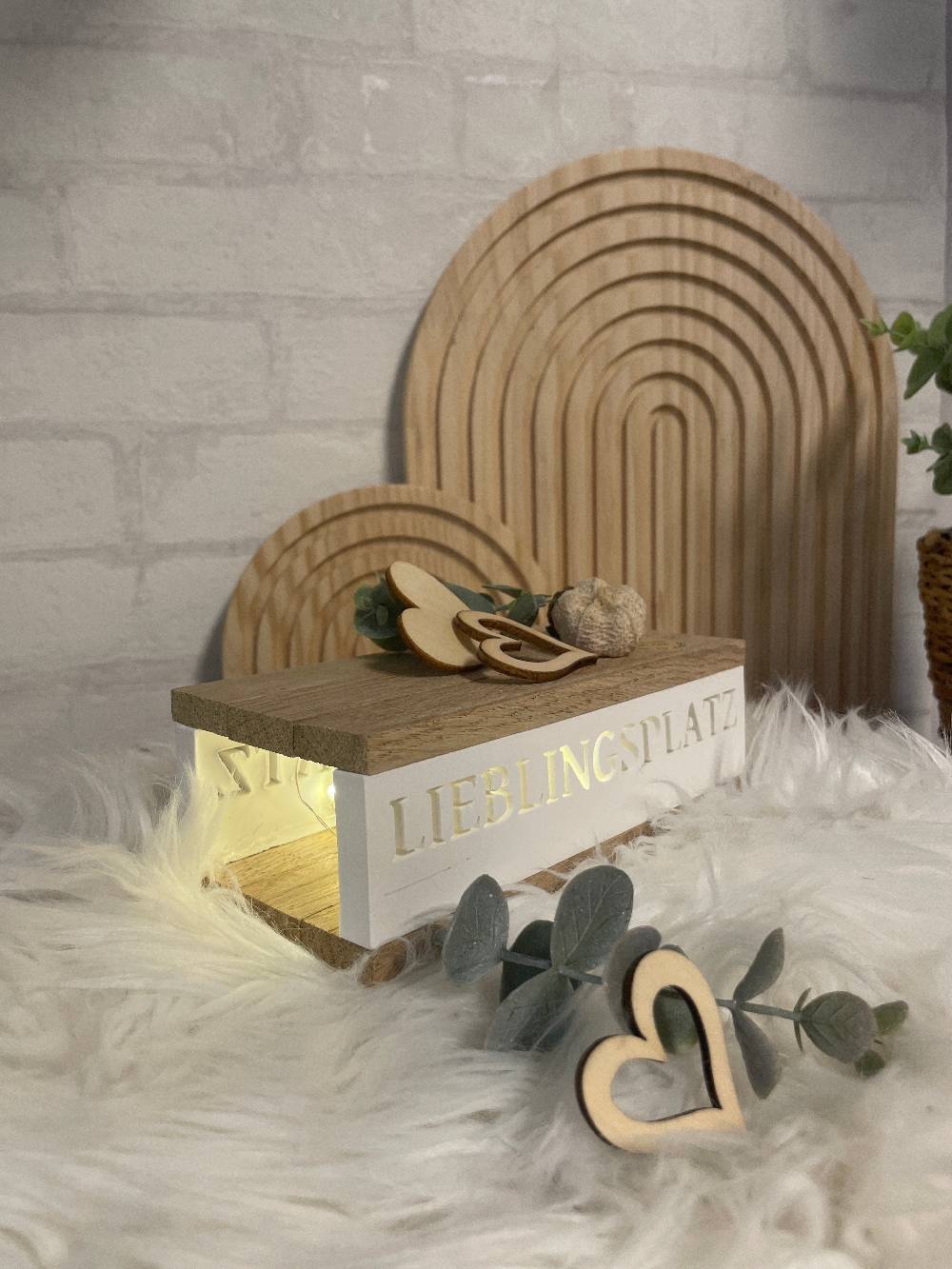 KB Socken Lichtbox aus Holzklötzchen, Lieblingsplatz, Keraflott Deko Lichtleiste, Geschenk, Boho Deko, Keraflott Geschenkidee, Lightbox, Home Deko Versandkostenfrei
