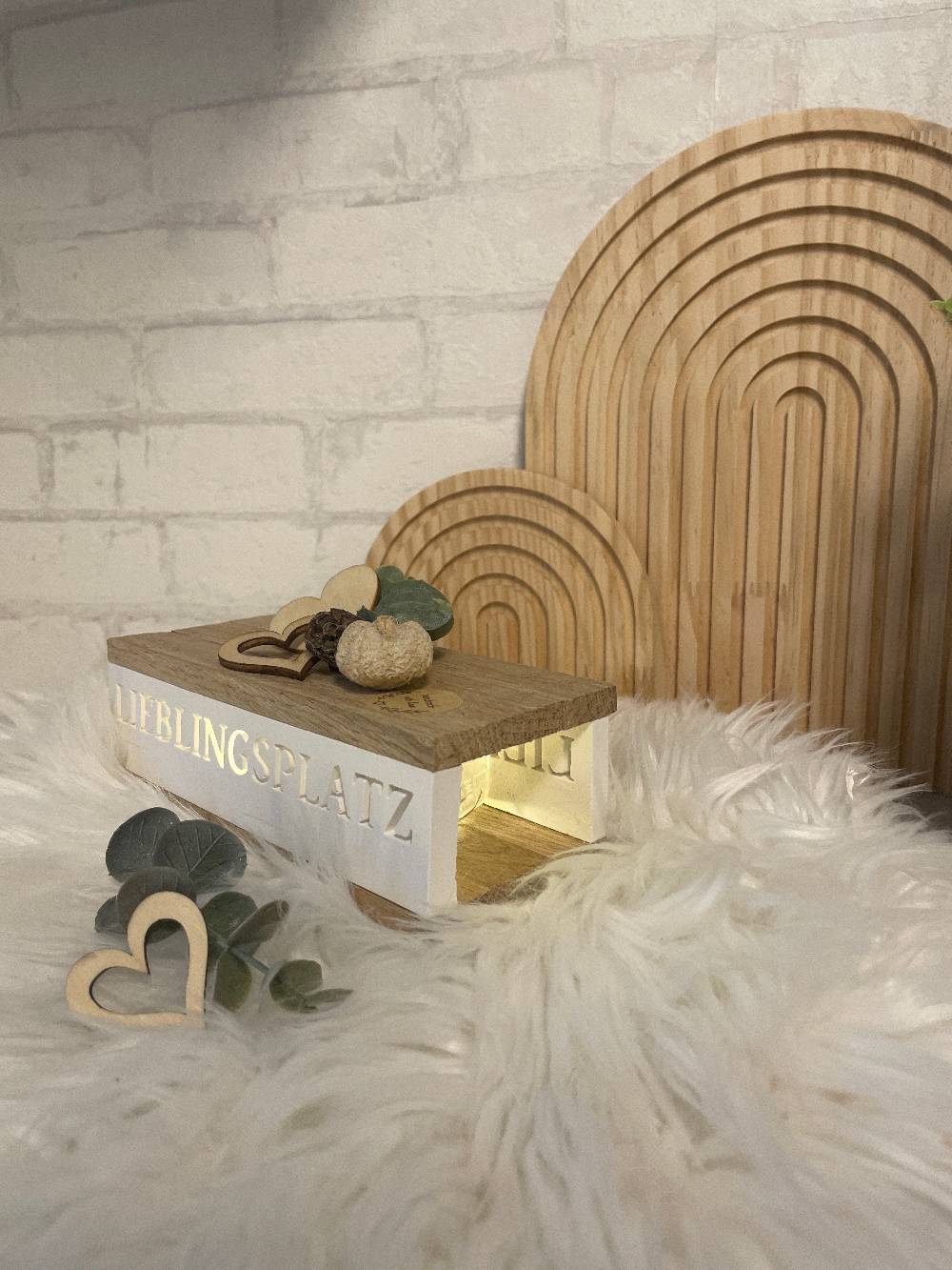 KB Socken Lichtbox aus Holzklötzchen, Lieblingsplatz, Keraflott Deko Lichtleiste, Geschenk, Boho Deko, Keraflott Geschenkidee, Lightbox, Home Deko Versandkostenfrei