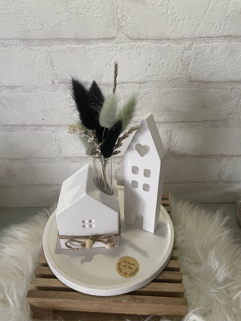 KB Socken Keraflott Haus Deko, Kerzenständer Haus Vase, runder Teller, ovales Tablett Gips Ornament Handwerk, Trockenblumen, Blüten, Einzugsgeschenk Großer Ausverkauf