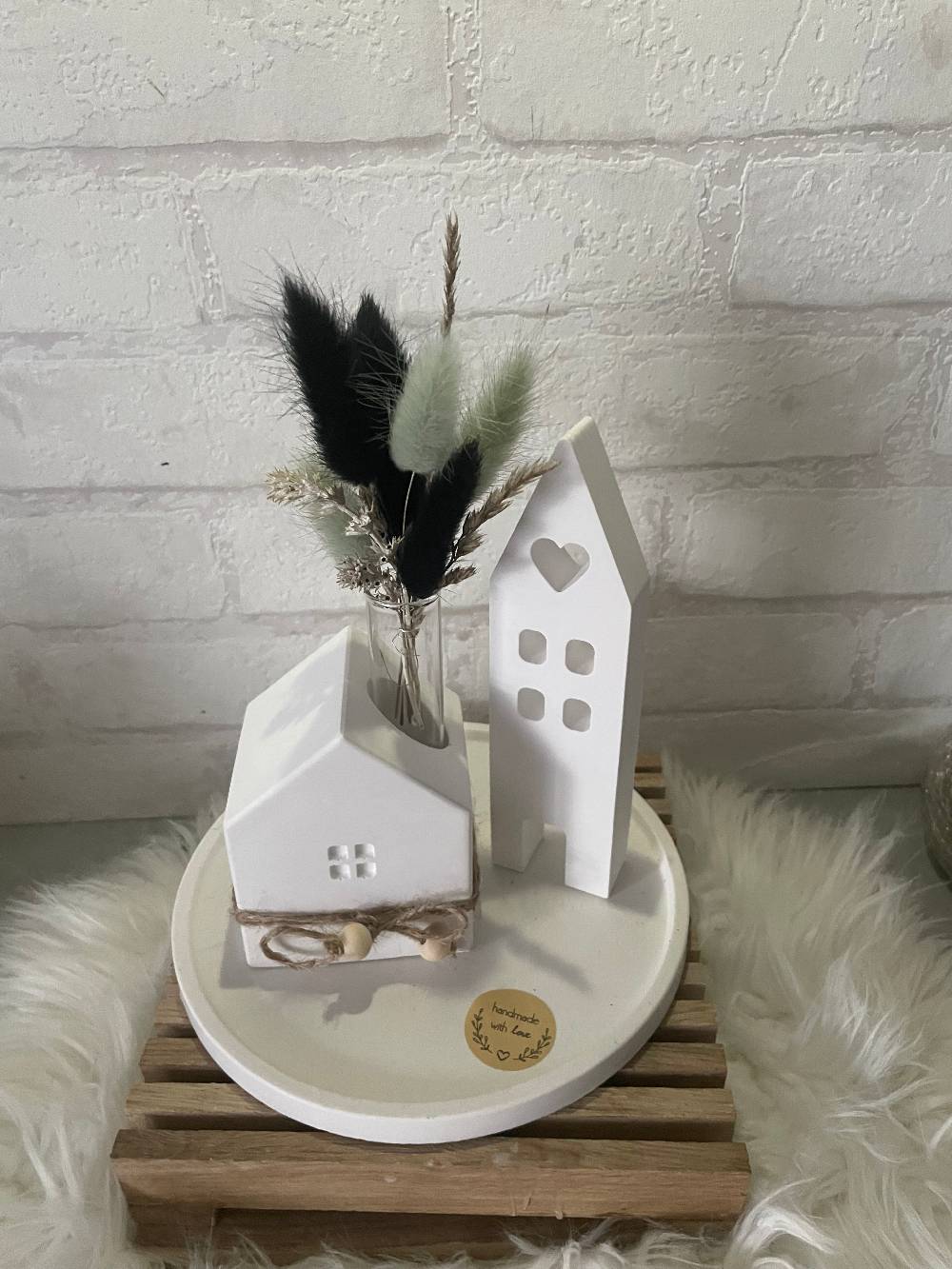 KB Socken Keraflott Haus Deko, Kerzenständer Haus Vase, runder Teller, ovales Tablett Gips Ornament Handwerk, Trockenblumen, Blüten, Einzugsgeschenk Großer Ausverkauf
