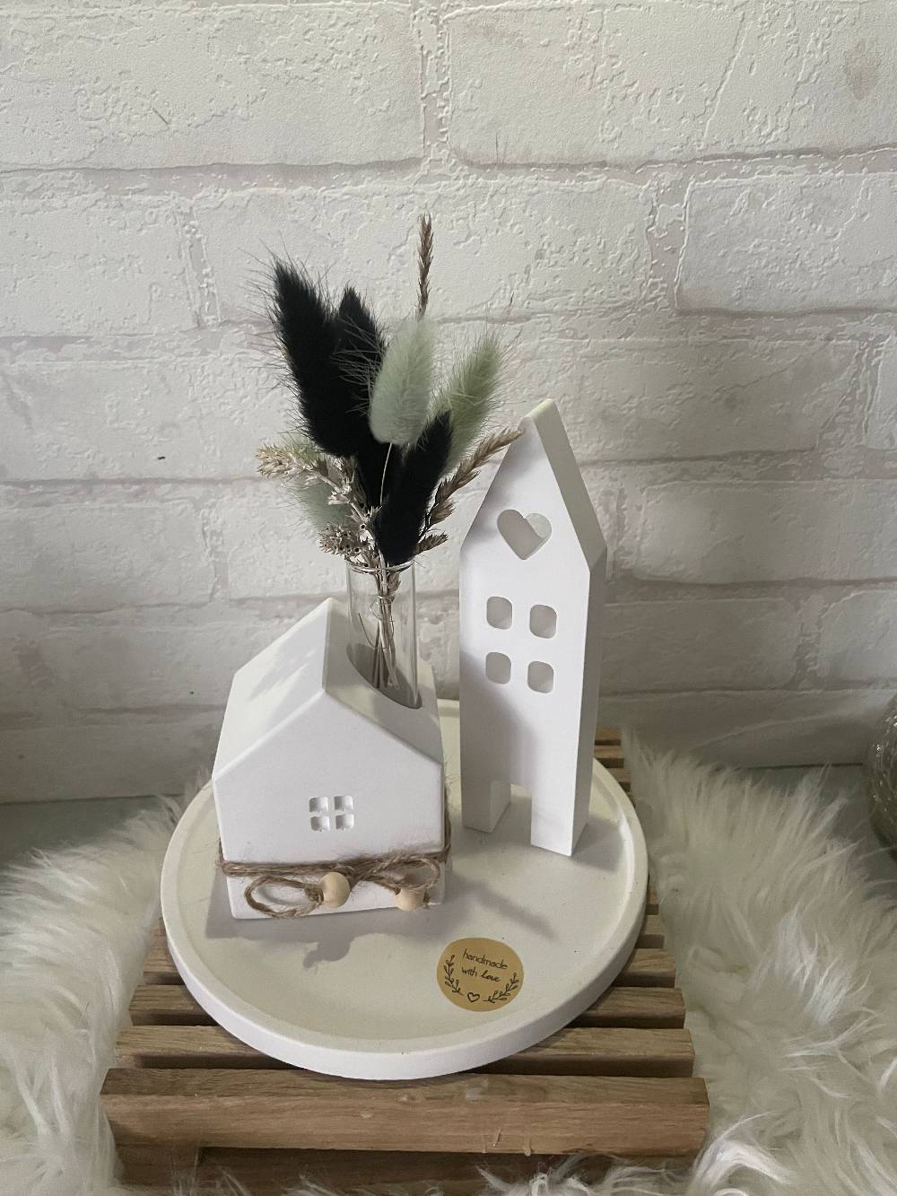 KB Socken Keraflott Haus Deko, Kerzenständer Haus Vase, runder Teller, ovales Tablett Gips Ornament Handwerk, Trockenblumen, Blüten, Einzugsgeschenk Großer Ausverkauf