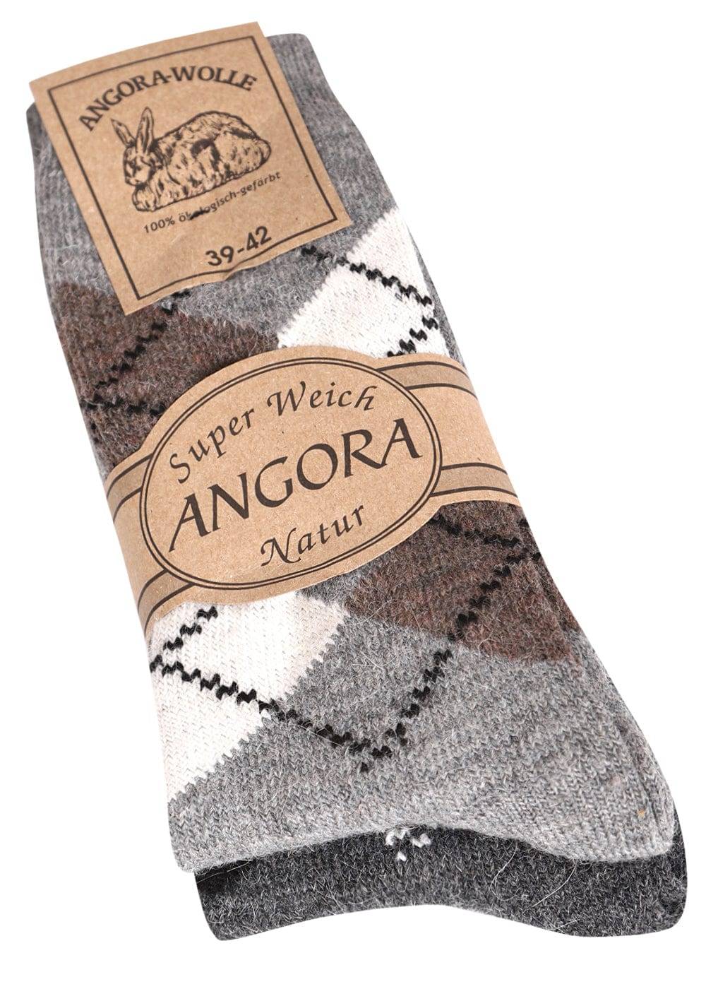 KB Socken Wollsocken mit Rautenmuster Grau / Anthrazit - 2 Paar Auslauf