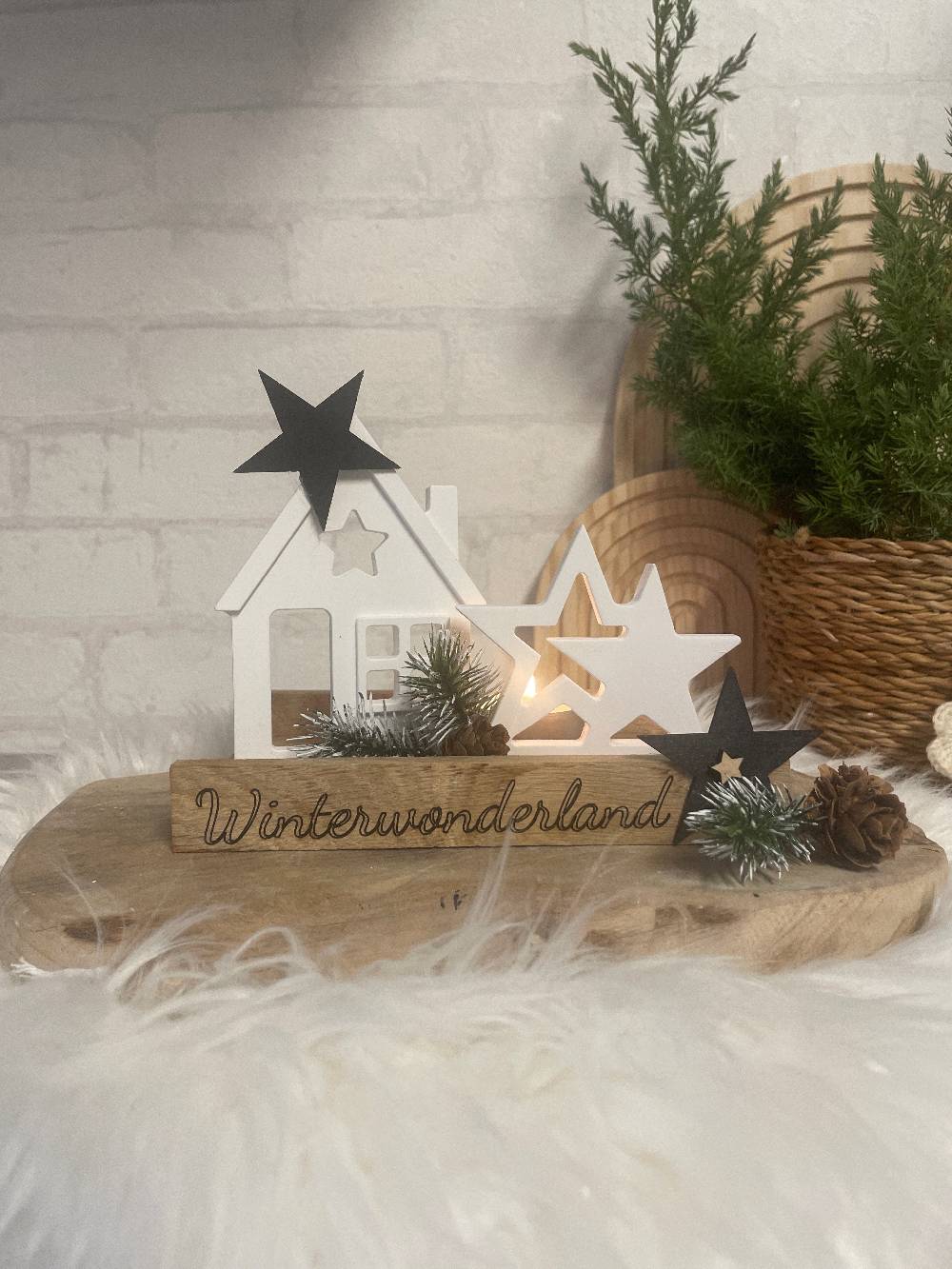 KB Socken Lichthaus, Weihnachtsdeko, Advent, Teelichthalter, Windlicht, Stern, Haus, Skandi, Weihnachten, Wohnzimmer Deko, Holzdeko Wohnzimmer Großer Ausverkauf