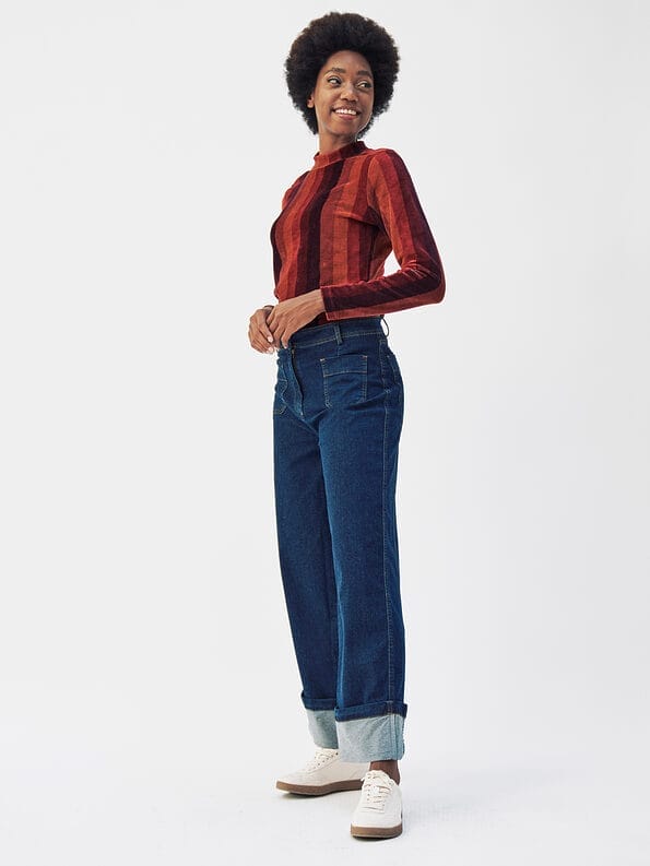 Mademoiselle YéYé Jeans Hose mit breitem Saumaufschlag aus Bio-Baumwolle Top Angebot
