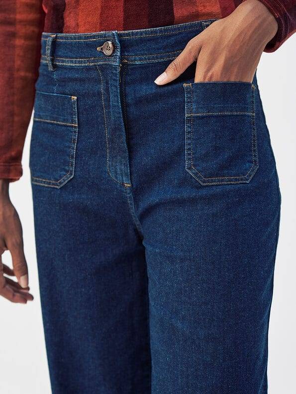 Mademoiselle YéYé Jeans Hose mit breitem Saumaufschlag aus Bio-Baumwolle Top Angebot