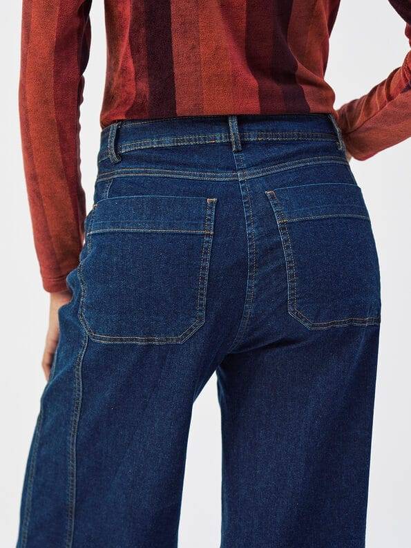 Mademoiselle YéYé Jeans Hose mit breitem Saumaufschlag aus Bio-Baumwolle Top Angebot