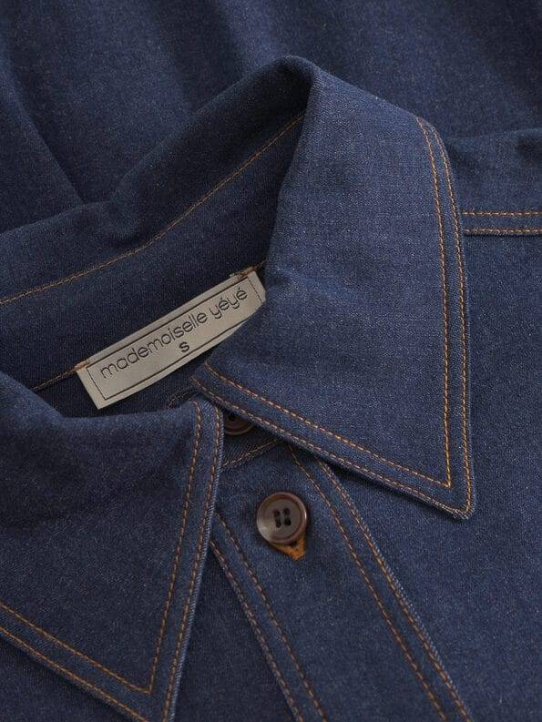 Mademoiselle YéYé Jeans Bluse mit Ballonärmeln aus Bio-Baumwolle Neueste Mode