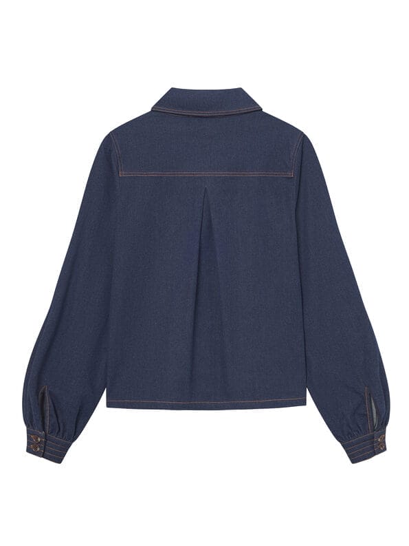 Mademoiselle YéYé Jeans Bluse mit Ballonärmeln aus Bio-Baumwolle Neueste Mode