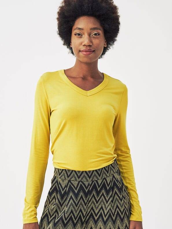 Mademoiselle YéYé Longsleeve mit V-Ausschnitt aus Ecovero by Lenzing Super Sparpreis