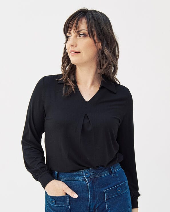 Mademoiselle YéYé Jersey Bluse mit Kellerfalte aus Ecovero by Lenzing JETZT KAUFEN