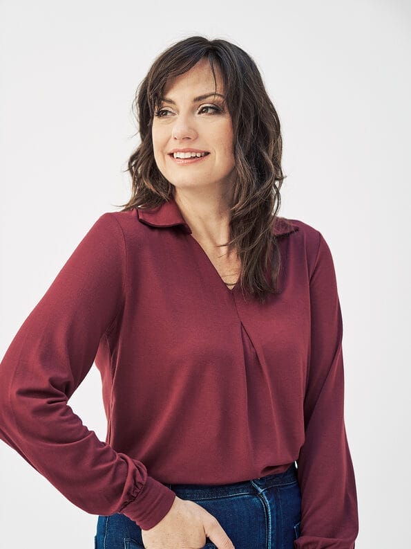 Mademoiselle YéYé Jersey Bluse mit Kellerfalte aus Ecovero by Lenzing Bis zu 60% Rabatt