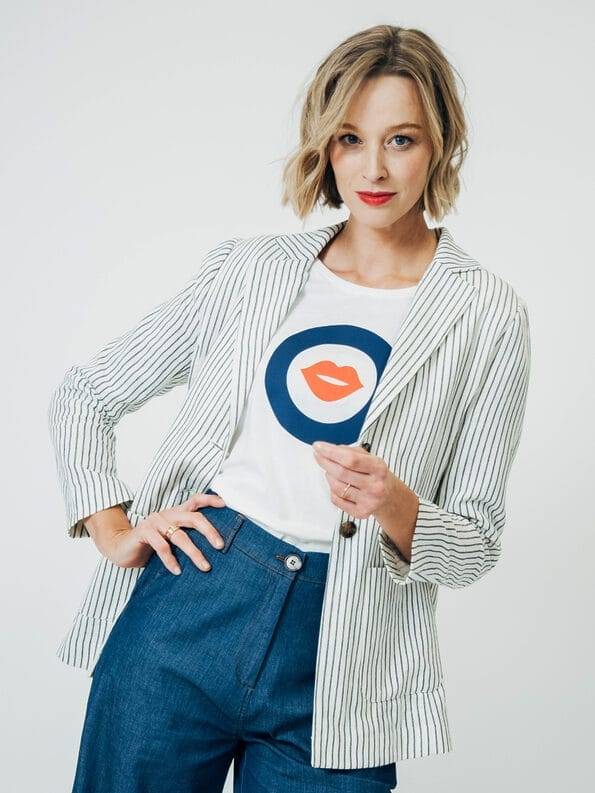 Mademoiselle YéYé Nadelstreifen Blazer aus Bio-Baumwolle Sonderangebot der Fabrik