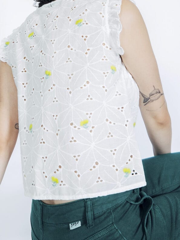 Mademoiselle YéYé Broderie Anglaise Top mit Stickerei aus Baumwolle 2025