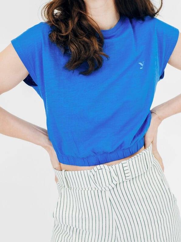 Mademoiselle YéYé Crop Top mit Stick aus Bio-Baumwolle Fabrikverkauf