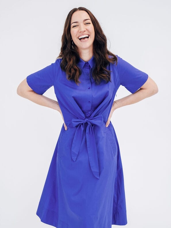 Mademoiselle YéYé Hemdblusenkleid mit Knotendetail aus Bio-Baumwolle Flash Sale