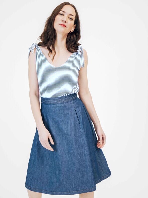 Mademoiselle YéYé Schwingender Jeansrock aus Bio-Baumwolle Heißer Verkauf
