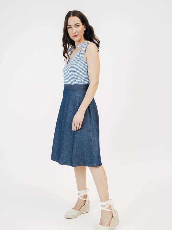 Mademoiselle YéYé Schwingender Jeansrock aus Bio-Baumwolle Heißer Verkauf