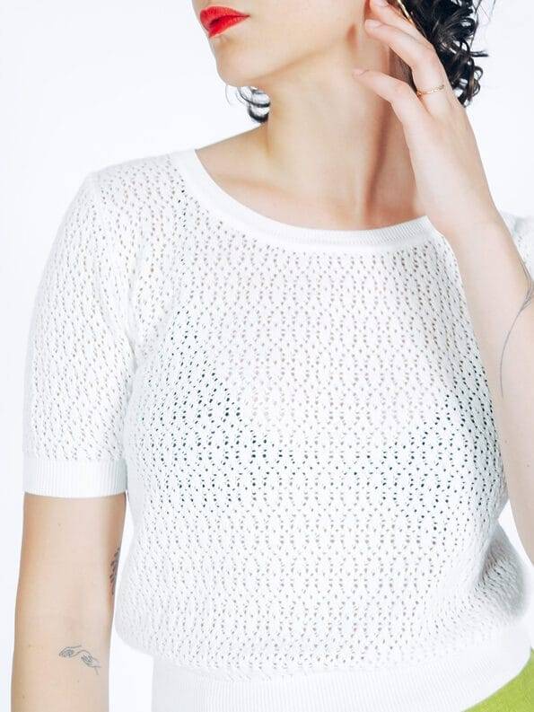 Mademoiselle YéYé Ajour Stricktop aus Bio-Baumwolle Online Outlet