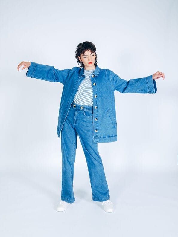Mademoiselle YéYé Jeans Kurzmantel im Trenchstil mit weiten Ärmeln aus Bio-Baumwolle Tiefpreis
