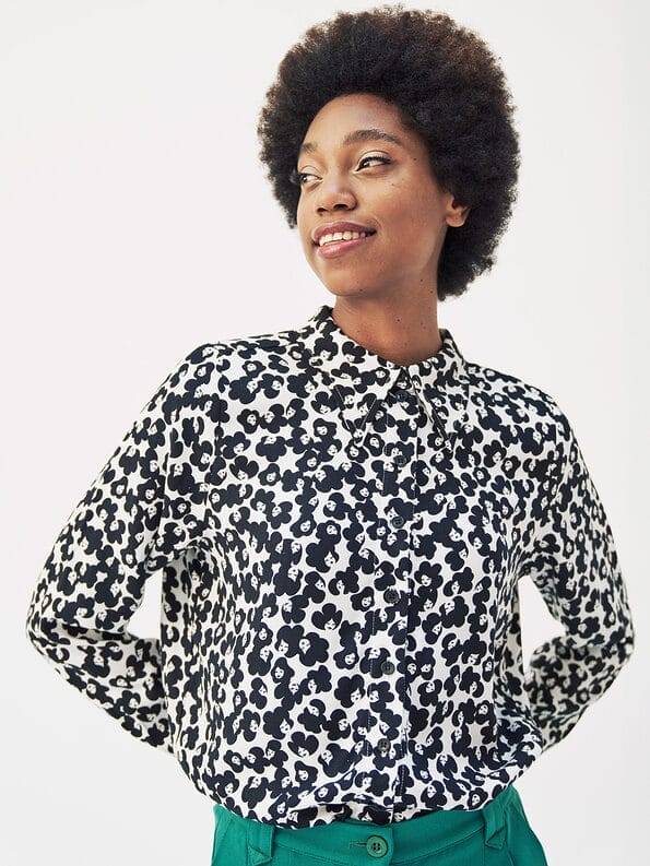 Mademoiselle YéYé Crepe Hemdbluse mit langem Kragen aus Ecovero by Lenzing Outlet