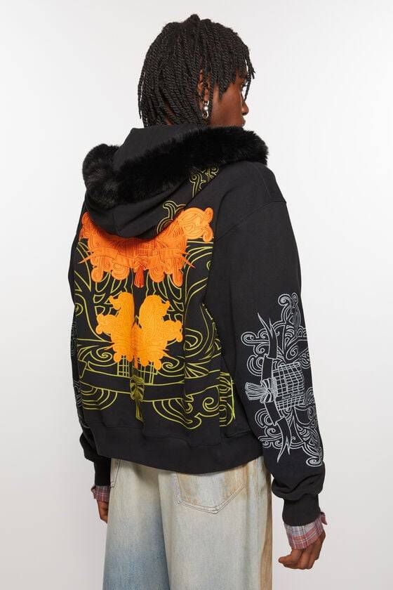 Acne Studios Bedruckter Kapuzenpullover mit Reißverschluss Jubiläumsangebot