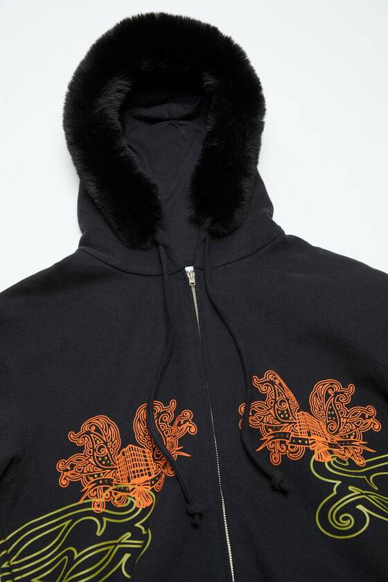Acne Studios Bedruckter Kapuzenpullover mit Reißverschluss Jubiläumsangebot