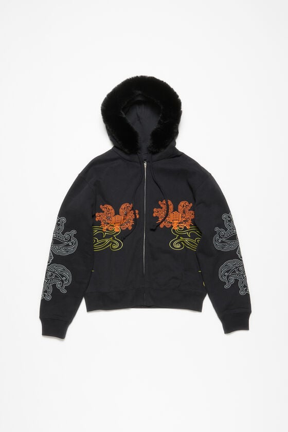 Acne Studios Bedruckter Kapuzenpullover mit Reißverschluss Jubiläumsangebot