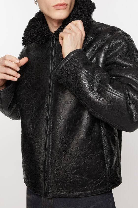 Acne Studios Lederjacke mit Shearling Osterangebot