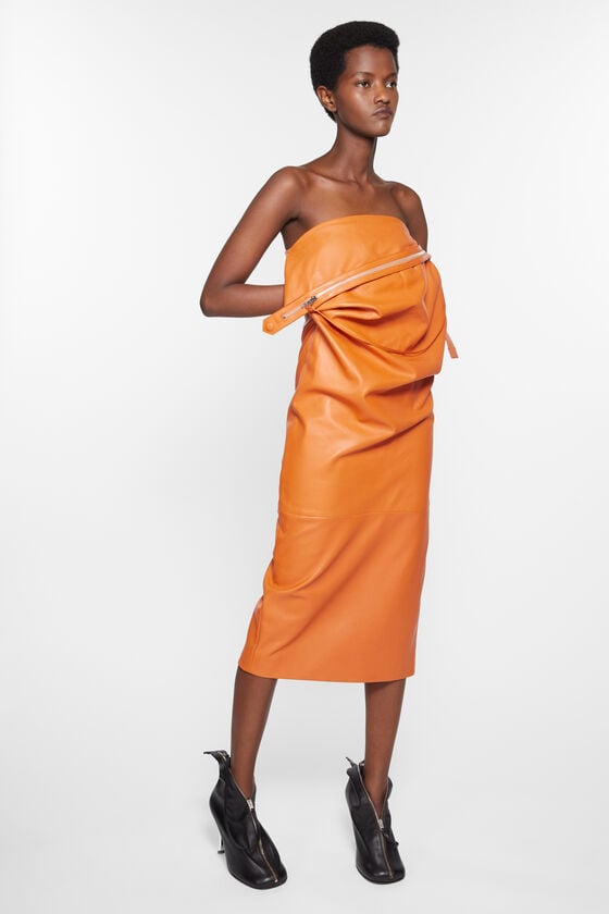 Acne Studios Leather zipper tape dress Laufsteg-Show Räumungsverkauf