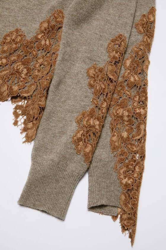 Acne Studios Wollpullover mit Spitzenbesatz Neueste Mode