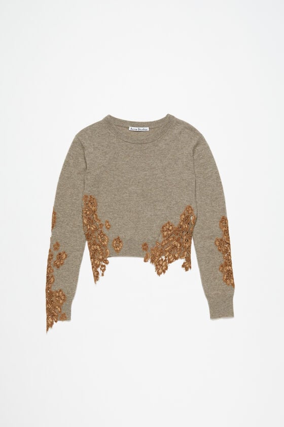 Acne Studios Wollpullover mit Spitzenbesatz Neueste Mode