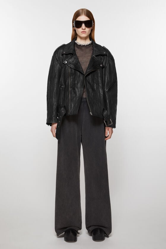 Acne Studios Bikerjacke aus zerknittertem Leder Weihnachtsangebot