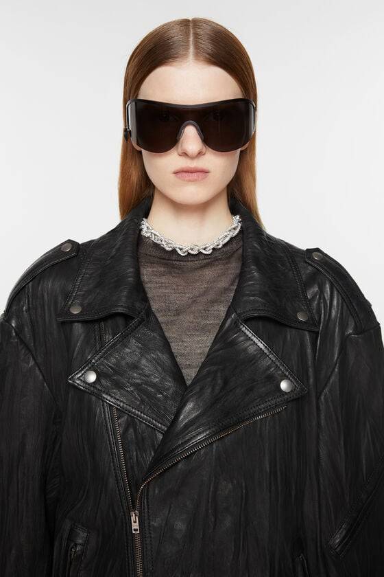 Acne Studios Bikerjacke aus zerknittertem Leder Weihnachtsangebot