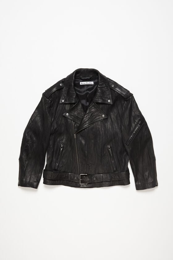 Acne Studios Bikerjacke aus zerknittertem Leder Weihnachtsangebot
