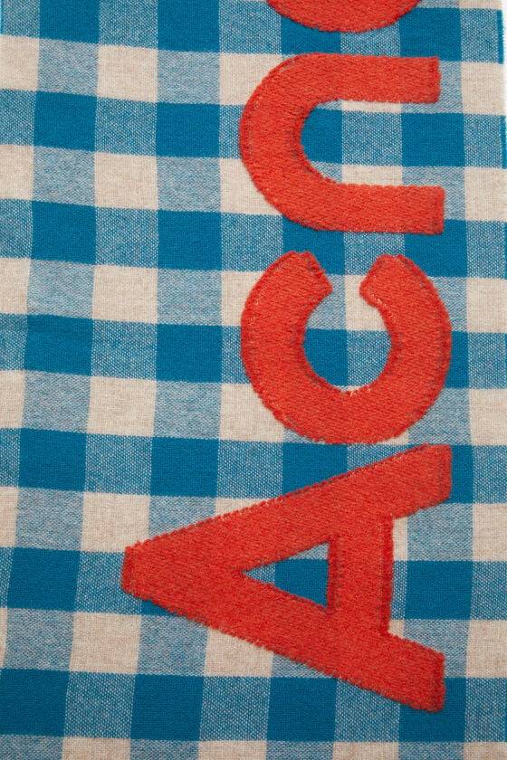 Acne Studios Karierter Logo-Schal Rabatt