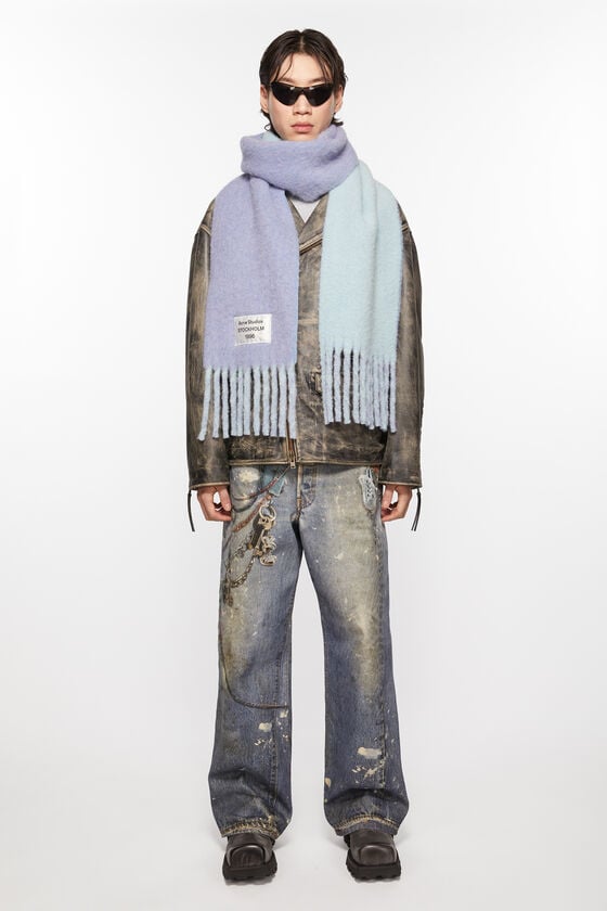 Acne Studios Fransen-Schal mit Logo Großer Ausverkauf