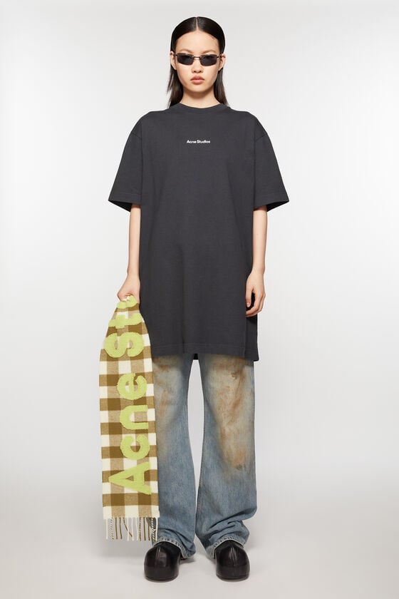 Acne Studios Karo-Schal mit Logo - Schmal Black Friday Preise