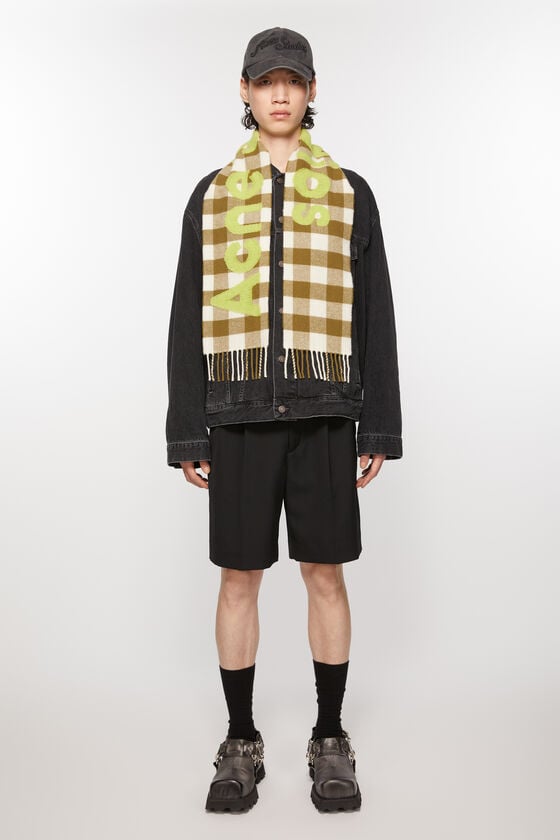 Acne Studios Karo-Schal mit Logo - Schmal Black Friday Preise