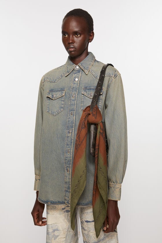 Acne Studios Leichter Wollschal mit Print Im Verkauf
