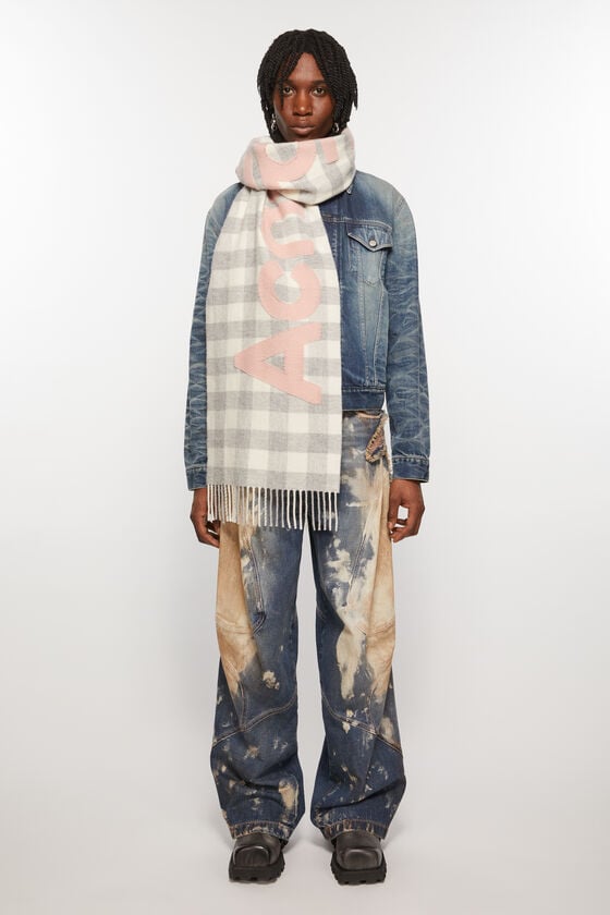 Acne Studios Karierter Schal mit Logo Schlussverkauf