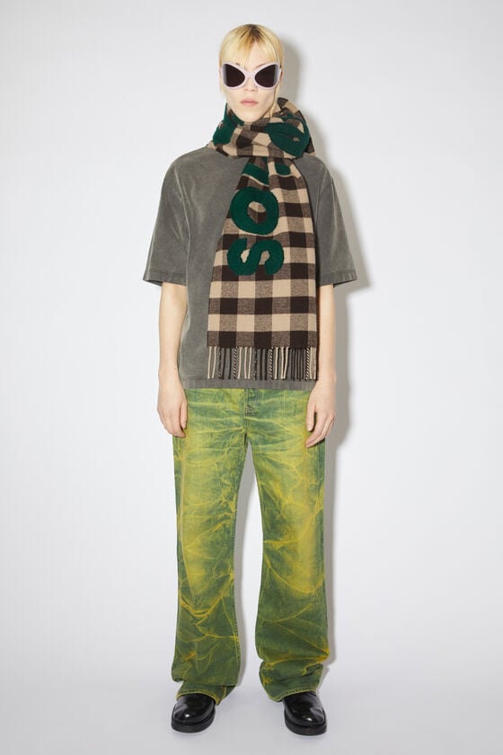 Acne Studios Karierter Logo-Schal Osterangebot