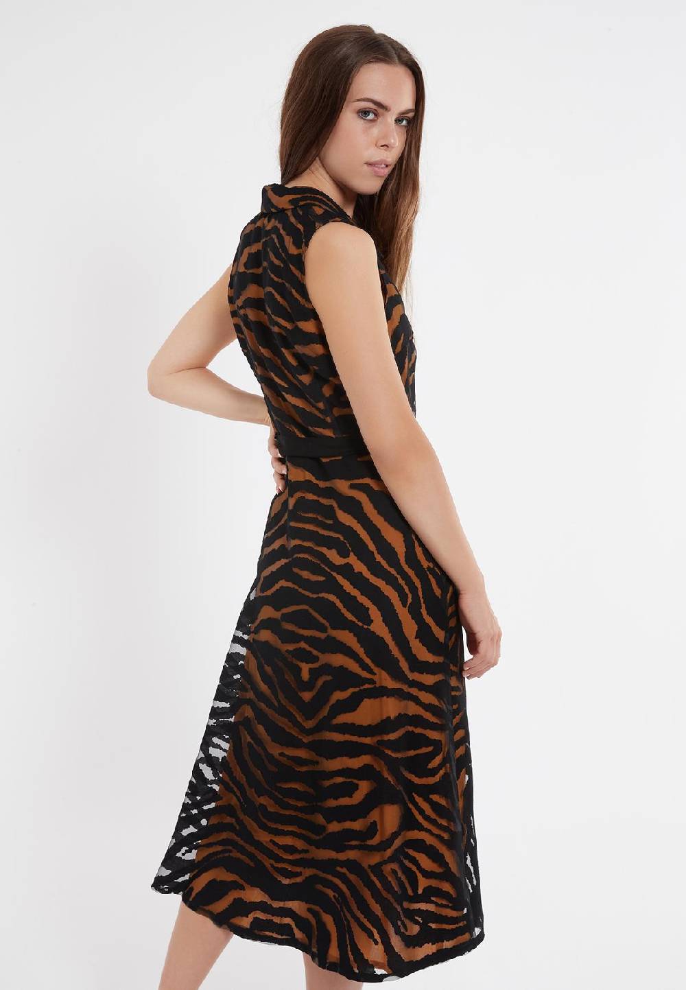 Ana Alcazar Blusenkleid Zapa Schwarz-Braun Online Outlet